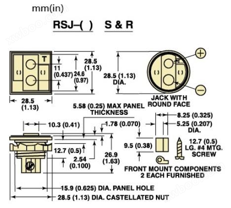 RSJ热电偶面板插座|美国omega圆开孔面板安装热电偶插座